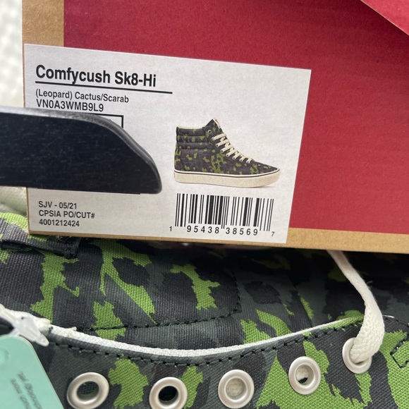 Vans Men’s Comfycush Sk8-Hi Leopard Cactus Scarab Sneakers VN0A3WMB9L9 - Picture 16 of 16